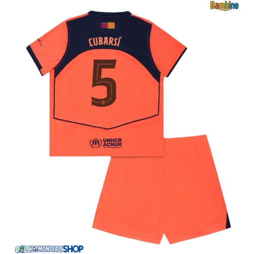 Maglie da calcio Barcelona Pau Cubarsi #5 Terza Maglia Bambino 2025-26 Manica Corta + Pantaloni corti)